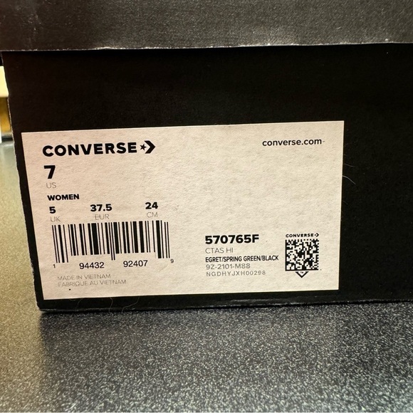 Converse Women’s CTAS Hi in Egret 570765F Size 7 NEW IN BOX NIB - Picture 7 of 8